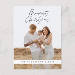 Modern Greeting,  Merry Christmas Family Photo Postcard