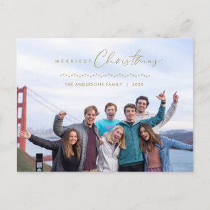 Modern Greeting, Merry Christmas Family Photo Postcard