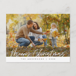 Modern Greeting, Merry Christmas Family Photo Postcard