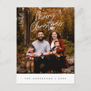 Modern Greeting,  Merry Christmas Family Photo Postcard