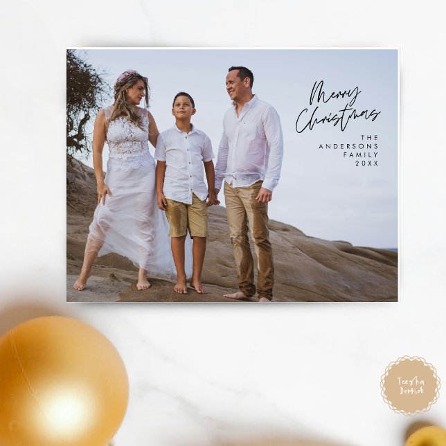 Modern Greeting, Merry Christmas Family Photo Postcard (Modern Greeting, Merry Christmas Family Photo Post Postcard)