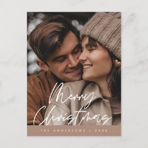 Modern Greeting,  Merry Christmas Family Photo Postcard