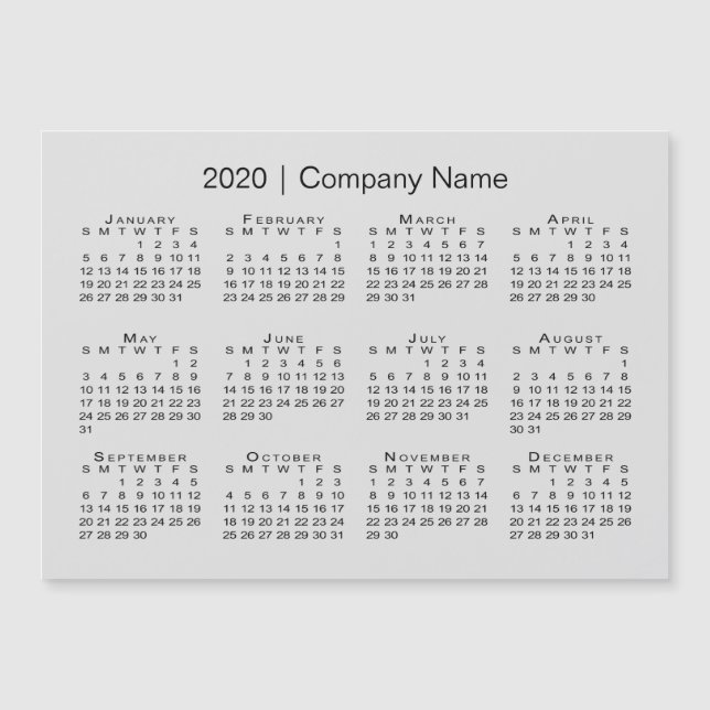 Modern Grey 2020 Calendar with Company Name (Front)