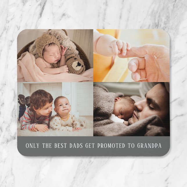 Modern Grey 4 Photo Collage for Grandpa Mouse Pad (Creator Uploaded)