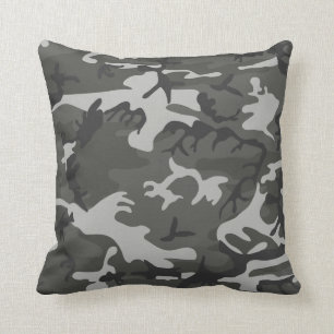 Modern Grey Abstract Camo Camouflage Cushion