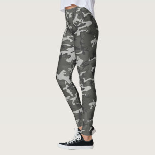 Modern Grey Abstract Camo Camouflage Leggings