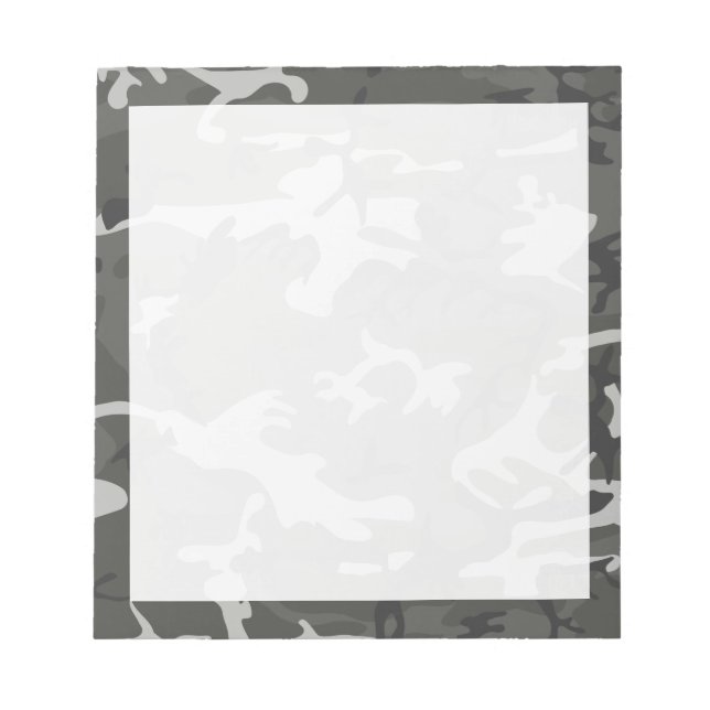 Modern Grey Abstract Camo Camouflage Notepad (Front)