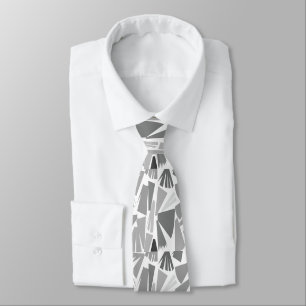 Modern Grey Abstract Geometric Pattern Tie