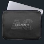 Modern Grey and Black Monogram Laptop Sleeve<br><div class="desc">Modern Grey and Black Monogram</div>