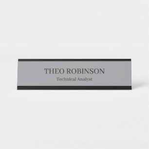Modern Grey and Black Professional Desk Name Plate