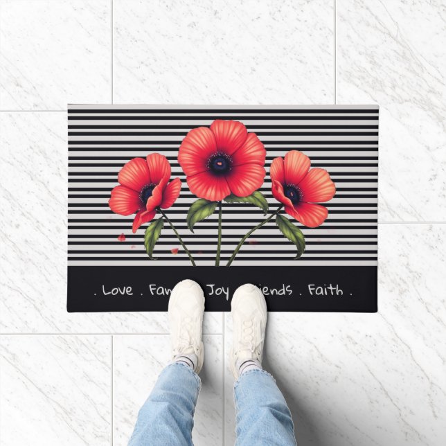 Modern Grey And Black Stripe Doormat (Indoor)