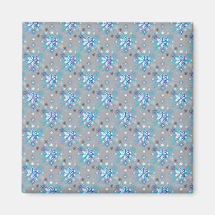Modern grey and blue Holiday Snowflakes pattern Magnet