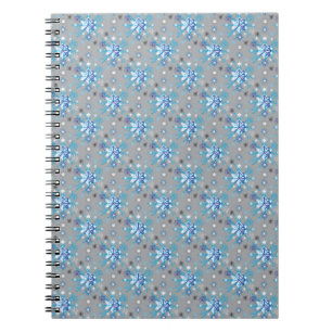 Modern grey and blue Holiday Snowflakes pattern Notebook
