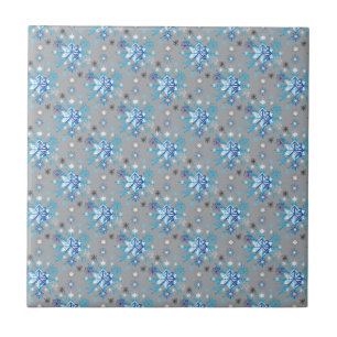 Modern grey and blue Holiday Snowflakes pattern Tile