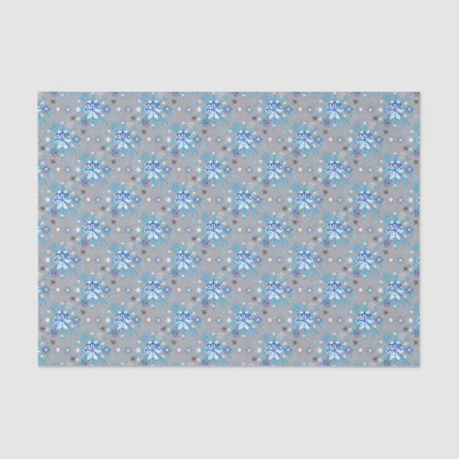 Modern grey and blue Holiday Snowflakes pattern Tissue Paper (Front)