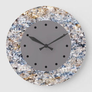 Modern Grey And Blue Stone Marble Look Large Clock