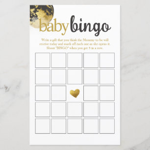 Modern Grey and Gold Baby Bingo Baby Shower Game