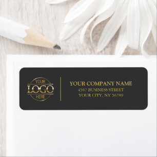 Modern Grey and Gold Business Logo Return Address Label