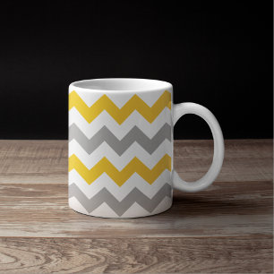 Modern Grey and Goldenrod Chevron Pattern Coffee Mug