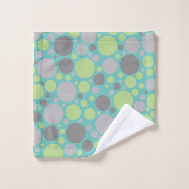 Modern Grey and Green Bubbles Wash Cloth (Wash Cloth)