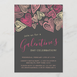 Modern Grey And Pink Galentine's Day Invitation
