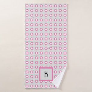 Modern, Grey and Pink Monogrammed Pet Bath Towel