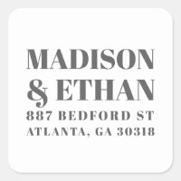 Modern Grey and White Bold Wedding Return Address