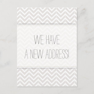 Modern Grey and White Chevron Change of Address Announcement Postcard