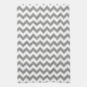 Modern Grey and White Chevron Zigzag Pattern Tea Towel