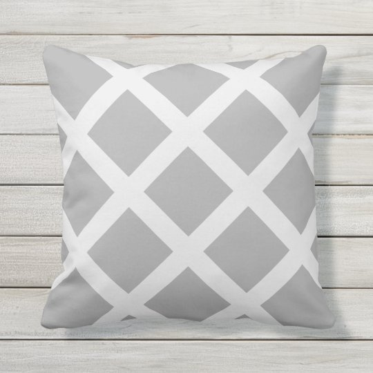 Modern Grey And White Criss Cross Stripes Outdoor Cushion Zazzle