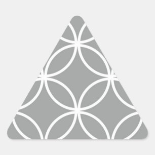 Modern Grey and White Geometric Circles Pattern Triangle Sticker