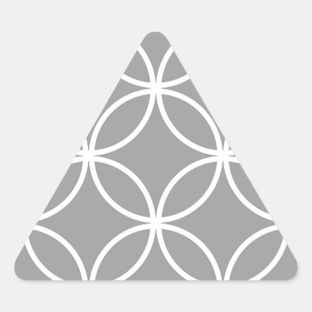 Modern Grey and White Geometric Circles Pattern Triangle Sticker (Front)