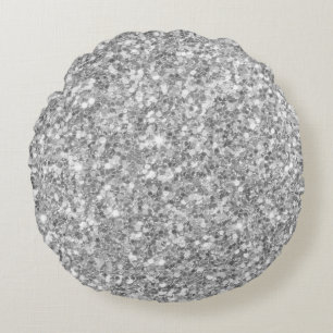 Modern Grey And White Glitter Pattern Round Cushion
