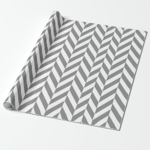 Modern grey and white herringbone wrapping paper