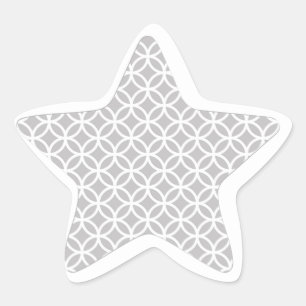 Modern Grey and White Patterned Star Stickers