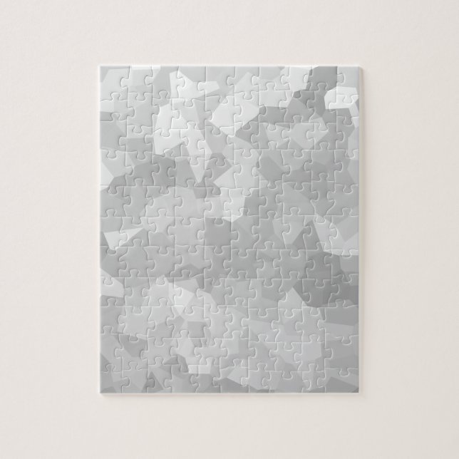 Modern - Grey and White Polygon Shape Abstract Jigsaw Puzzle (Vertical)