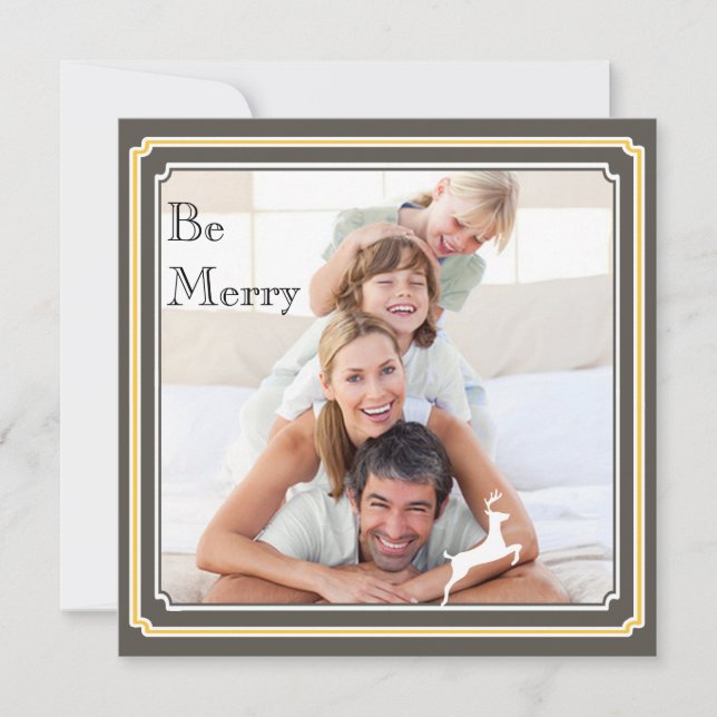 Modern Grey and Yellow Holiday Photo Card (Front)