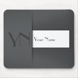 Modern Grey Anthracite Monogram Name - Mousepad