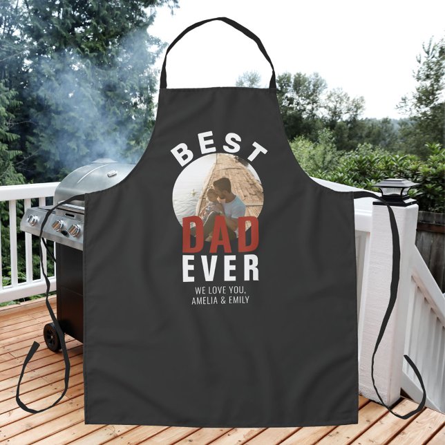 Modern Grey Best Dad Ever Father`s Day Round Photo Apron (Creator Uploaded)