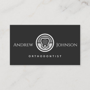 Modern Grey & Black Dentistry Orthodontist Tooth Business Card