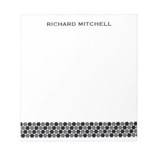 Modern grey black hexagons personalised name notepad