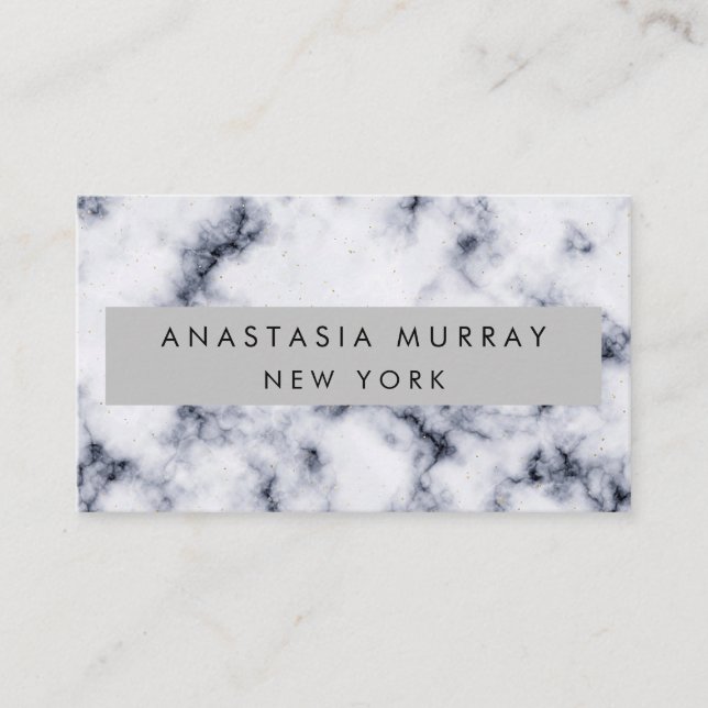 Modern Grey Black & White Marble Minimalist Luxury Business Card (Front)