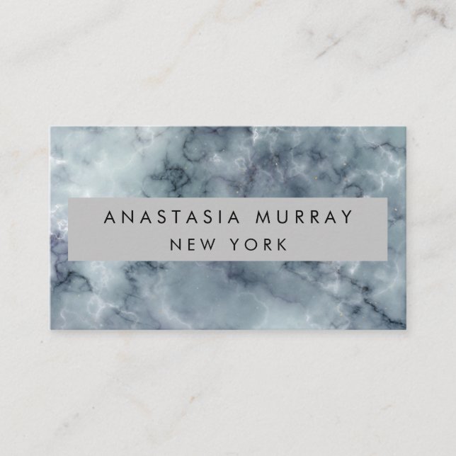 Modern Grey Black & White Marble Minimalist Luxury Business Card (Front)