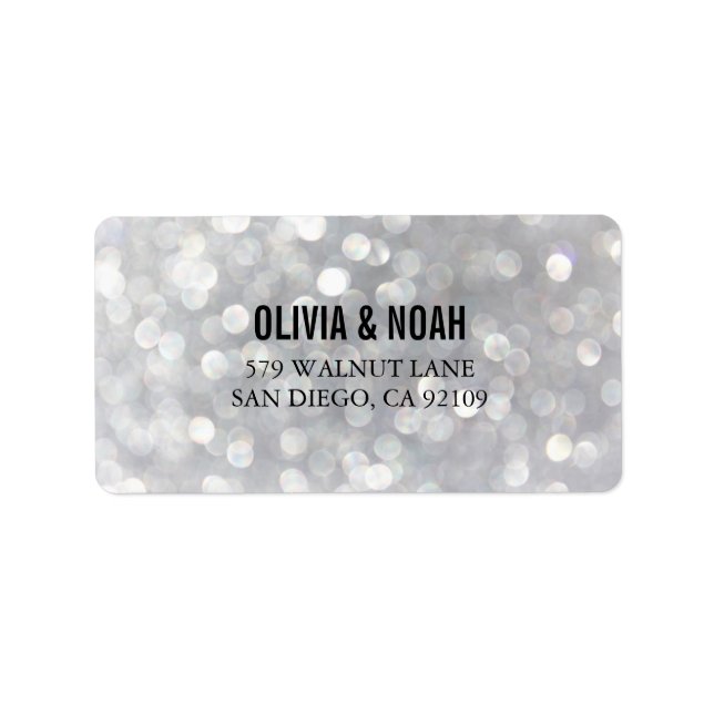 Modern Grey Bokeh Elegant Wedding Address Labels (Front)