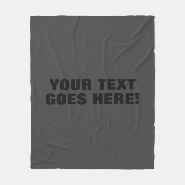 Modern Grey Bold Minimalist Professional Your Text Fleece Blanket (Front)