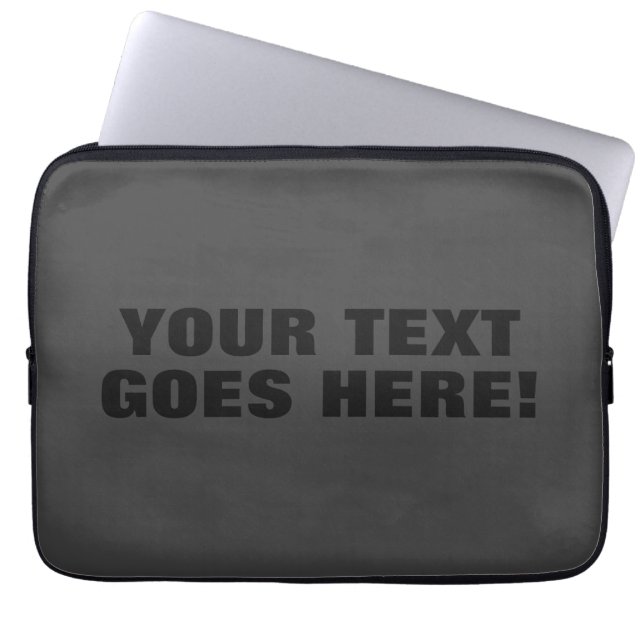 Modern Grey Bold Minimalist Professional Your Text Laptop Sleeve (Front)