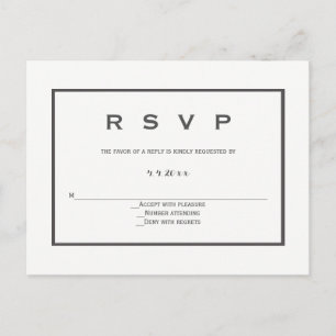 Modern grey border wedding rsvp postcards