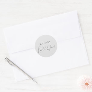 Modern Grey Bridal Shower Classic Round Classic R Sticker
