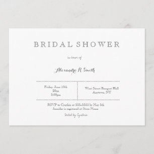 Modern grey bridal shower invitations