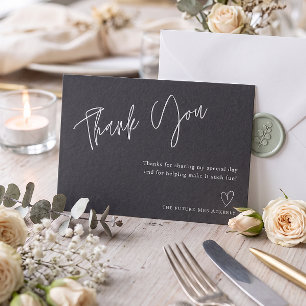Modern Grey Bridal Shower Thank You Card